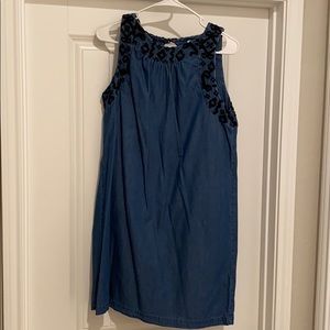 Denim dress with black embroidery